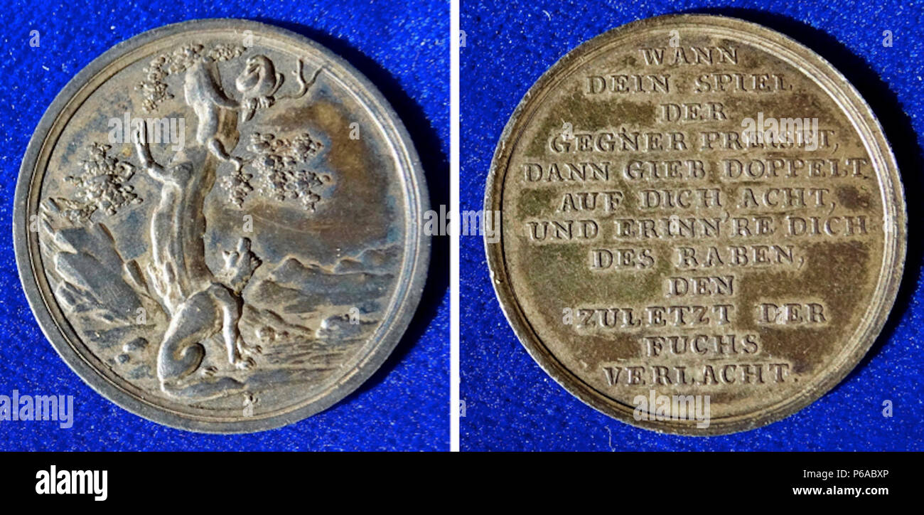 18th Century German Whist Game Silver Token Showing The Fable The
