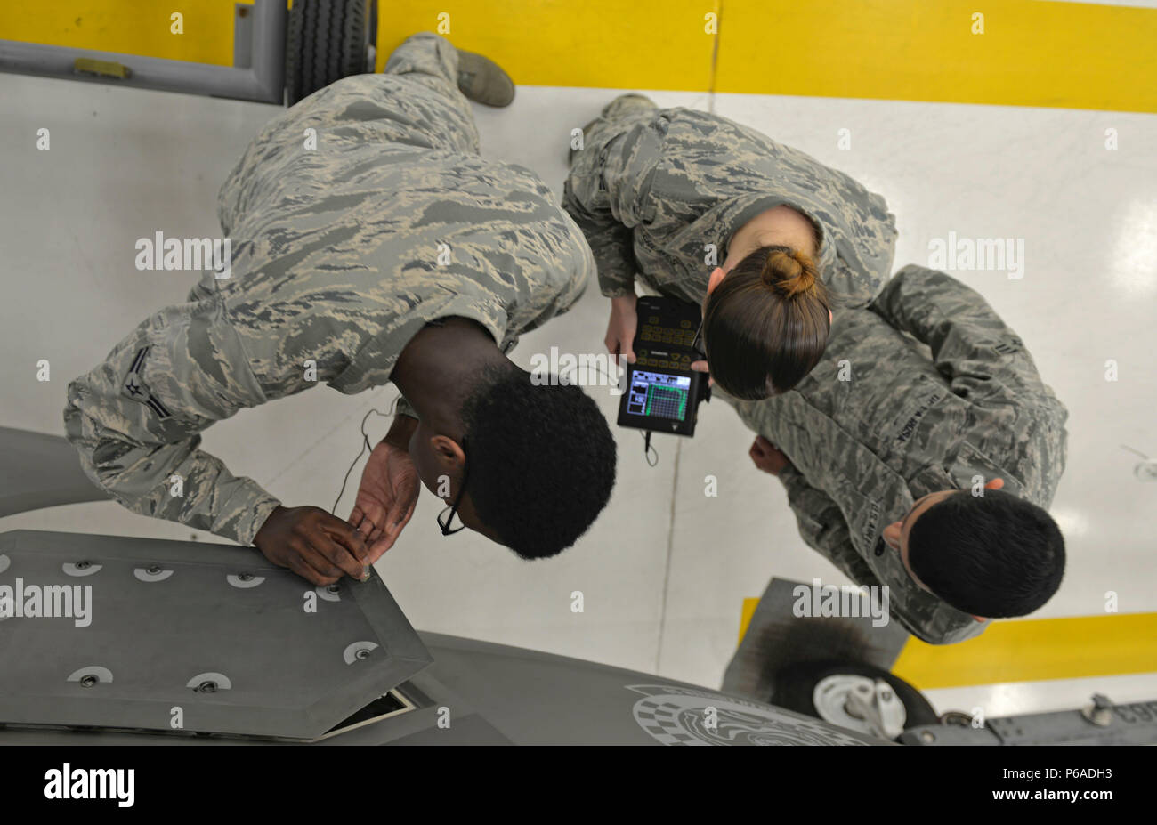 Usaf Panel Inspection Nondestructive inspection Airmen check an F-35A Lightning II panel for ...