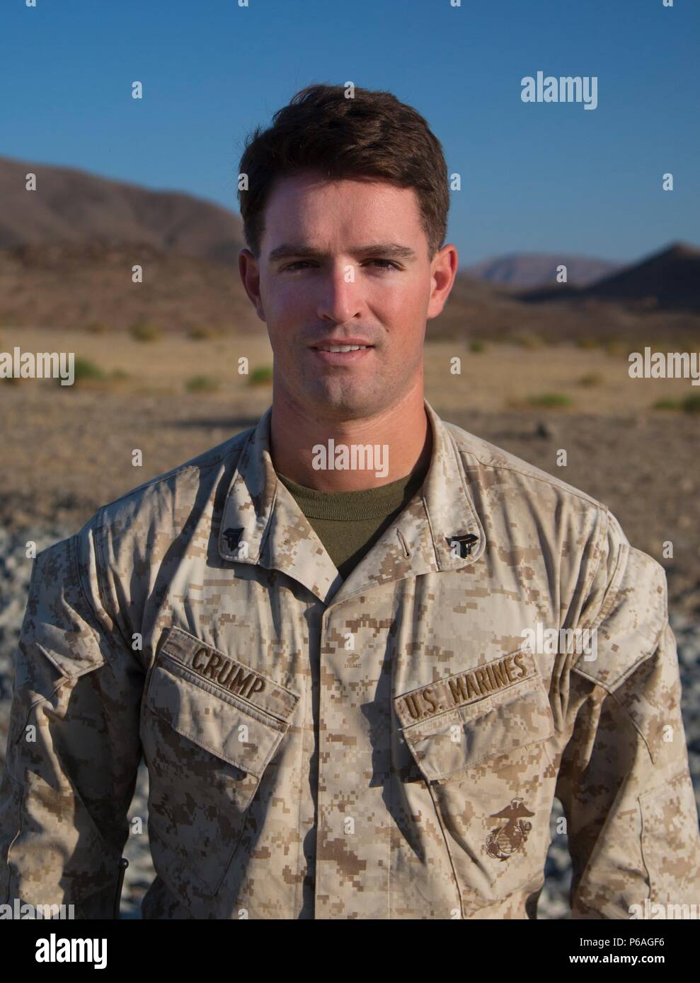 Cpl. Jon Crump, coyote instructor, Tactical Training Exercise Control Group, Marine Corps Air Ground Combat Center, enjoys baseball, weight-lifting and pushing himself out of his comfort zone. Stock Photo