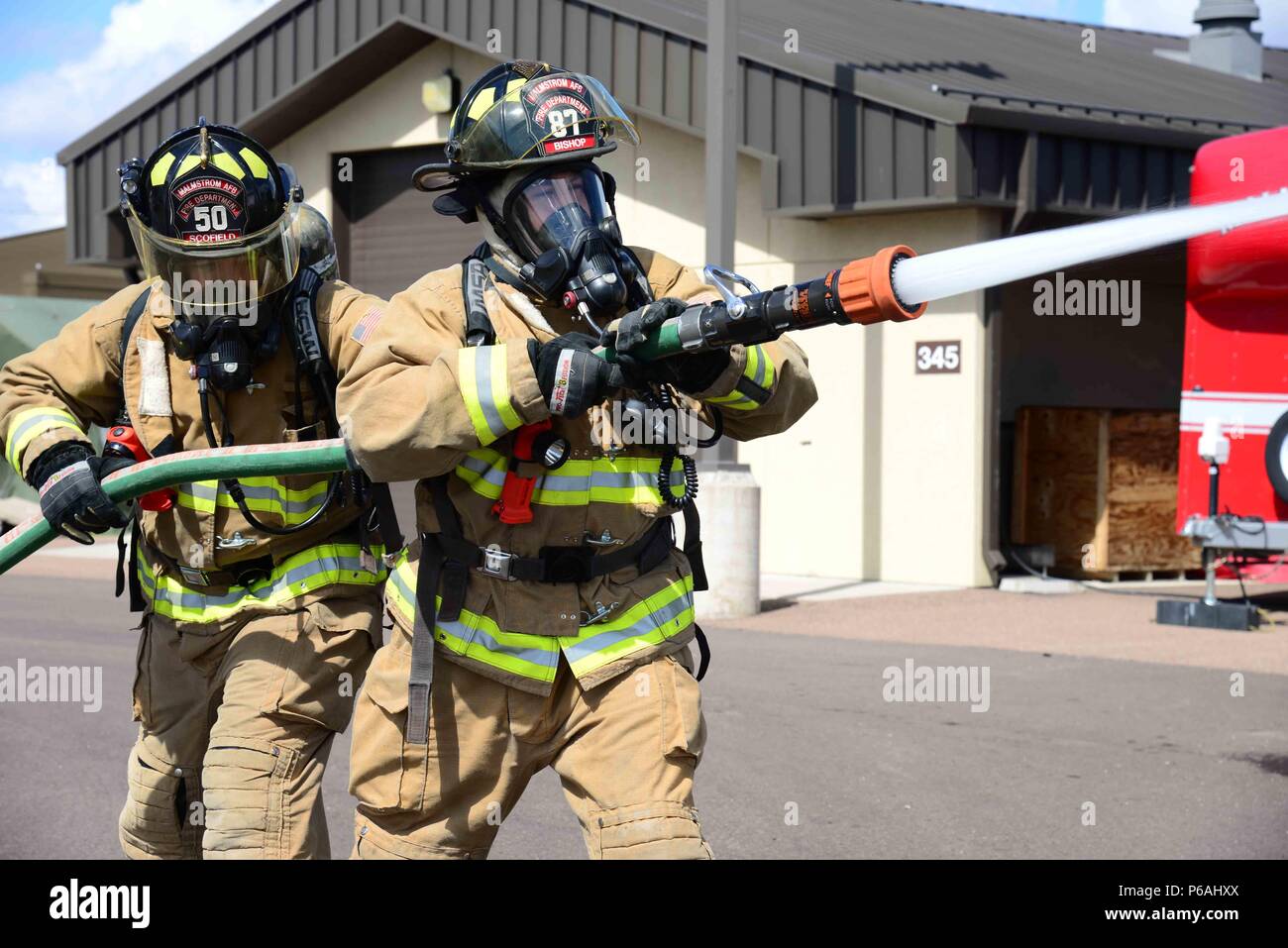 Airmen from the 341st Civil Engineer Squadron fire protection flight ...