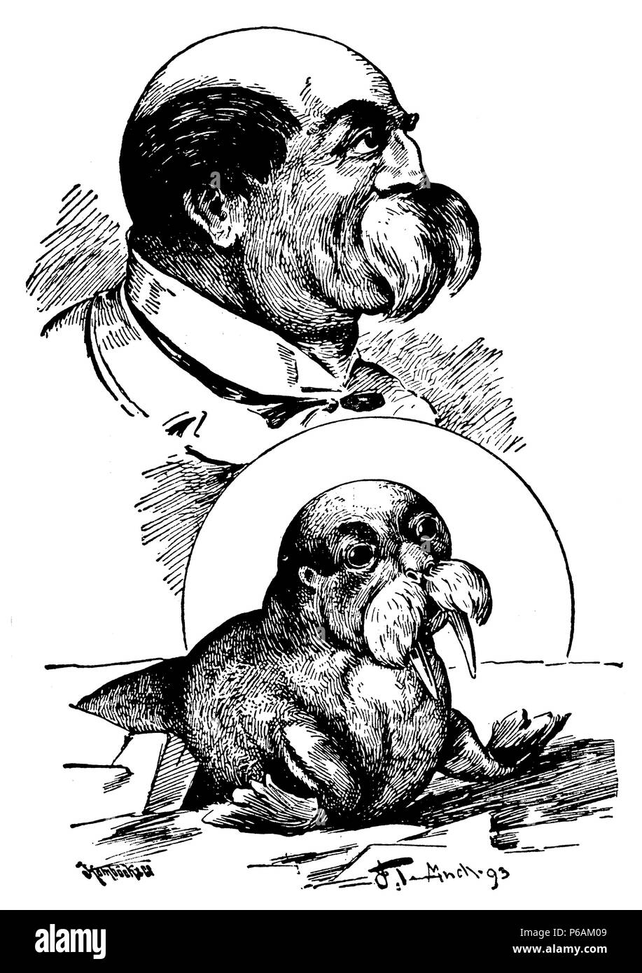 Otto von Bismarck: Caricature with seal beard, Homböck und (unleserlich) 1893 Stock Photo