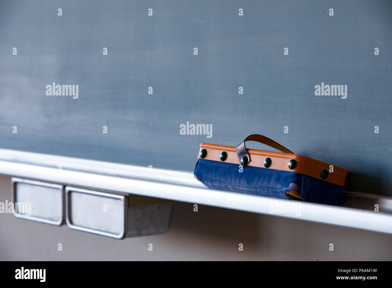 Chalkboard and eraser Stock Photo Alamy