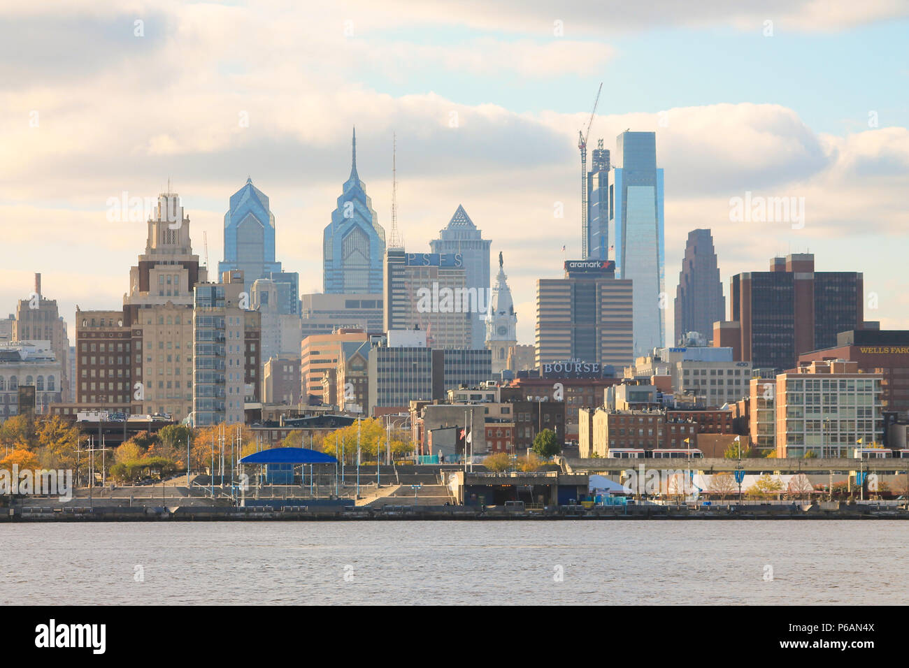 View of the Philadelphia skyline from Camden New Jersey side of the  Delaware River Stock Photo - Alamy