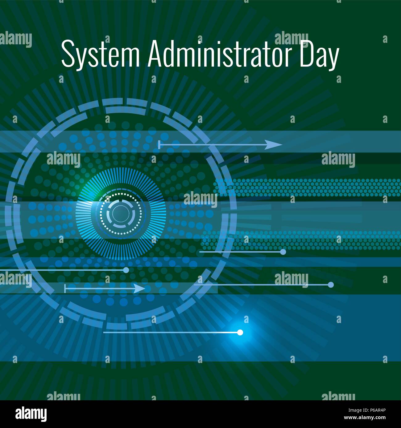 System Administrator Day. 28 July. The concept of a professional holiday. Abstract techno background. Letters consist of simulating chips. Stock Vector