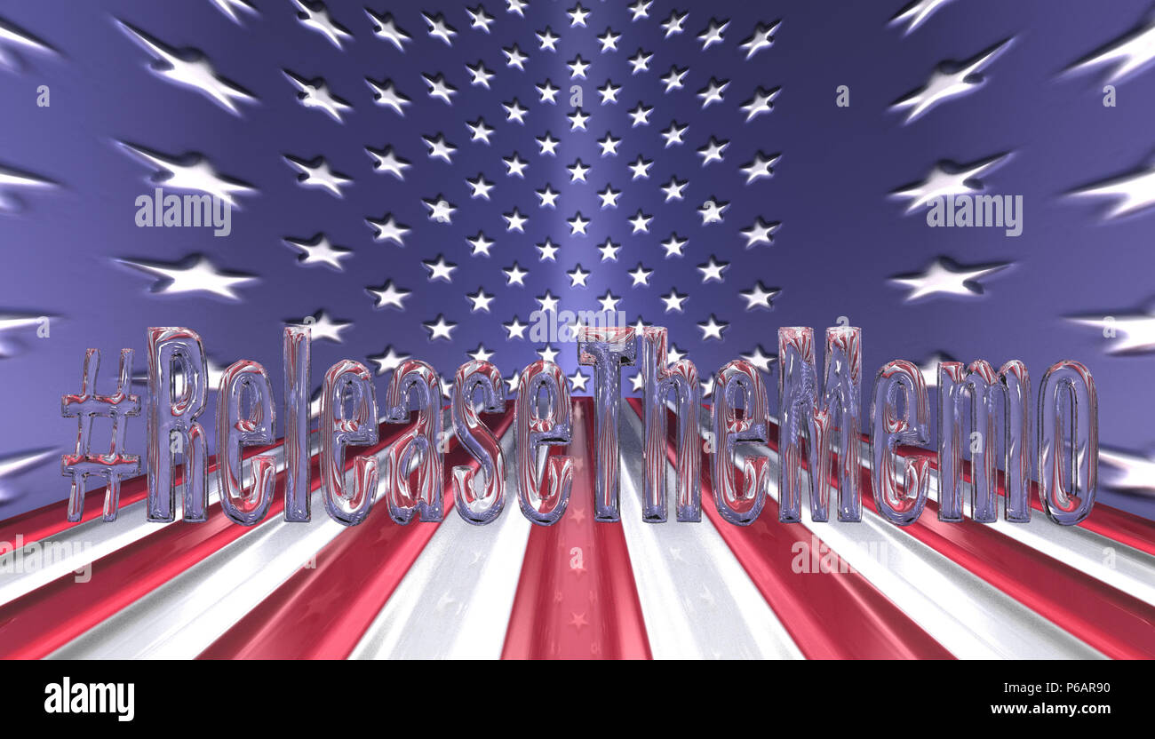 3D Illustration. Hash tag Release the memo in glass letters with an