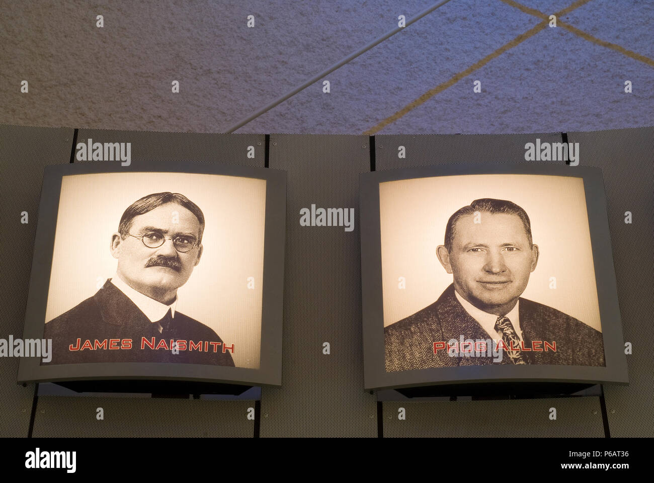 Photograph of James Naismith (inventor of basketball), Naismith Memorial Basketball Hall of Fame, Springfield, Hampden County, Massachusetts, USA Stock Photo