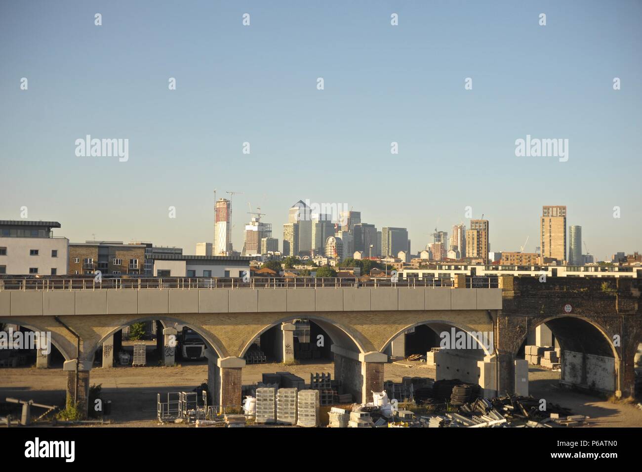 London Skyline from Train to Brighton Stock Photo Alamy