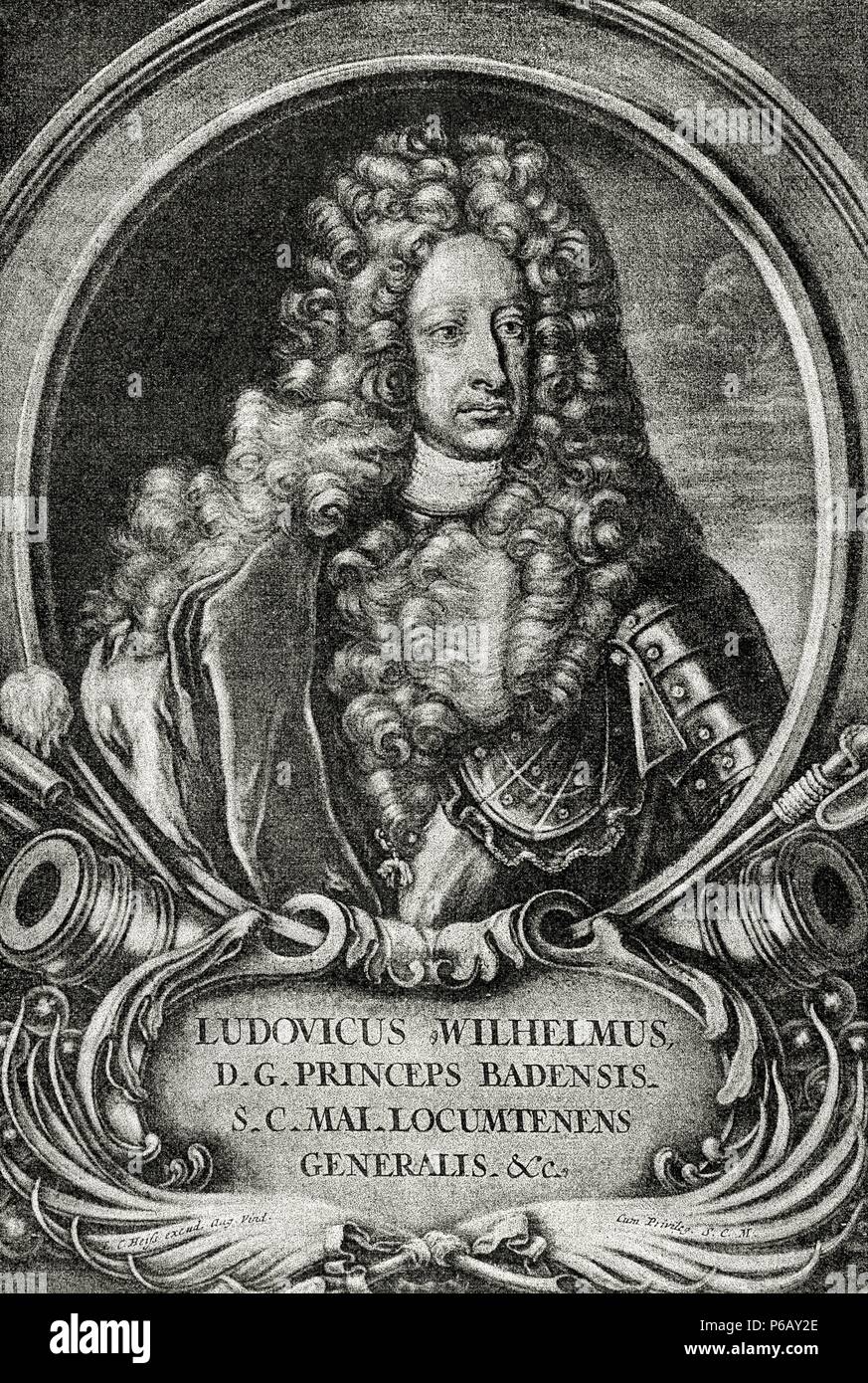 Louis William, Margrave of Baden-Baden (1655-1707). Engraving, E. C. Heiss. Stock Photo