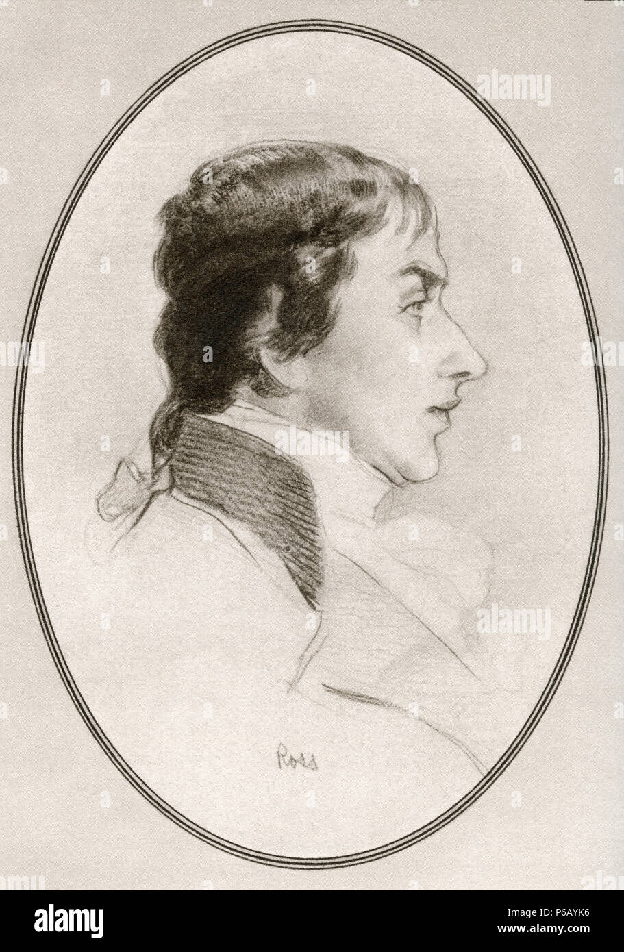 Joseph Mallord William Turner, 1775 – 1851, aka J. M. W. Turner and William Turner.  English Romantic painter, printmaker and watercolourist.  Illustration by Gordon Ross, American artist and illustrator (1873-1946), from Living Biographies of Great Painters. Stock Photo