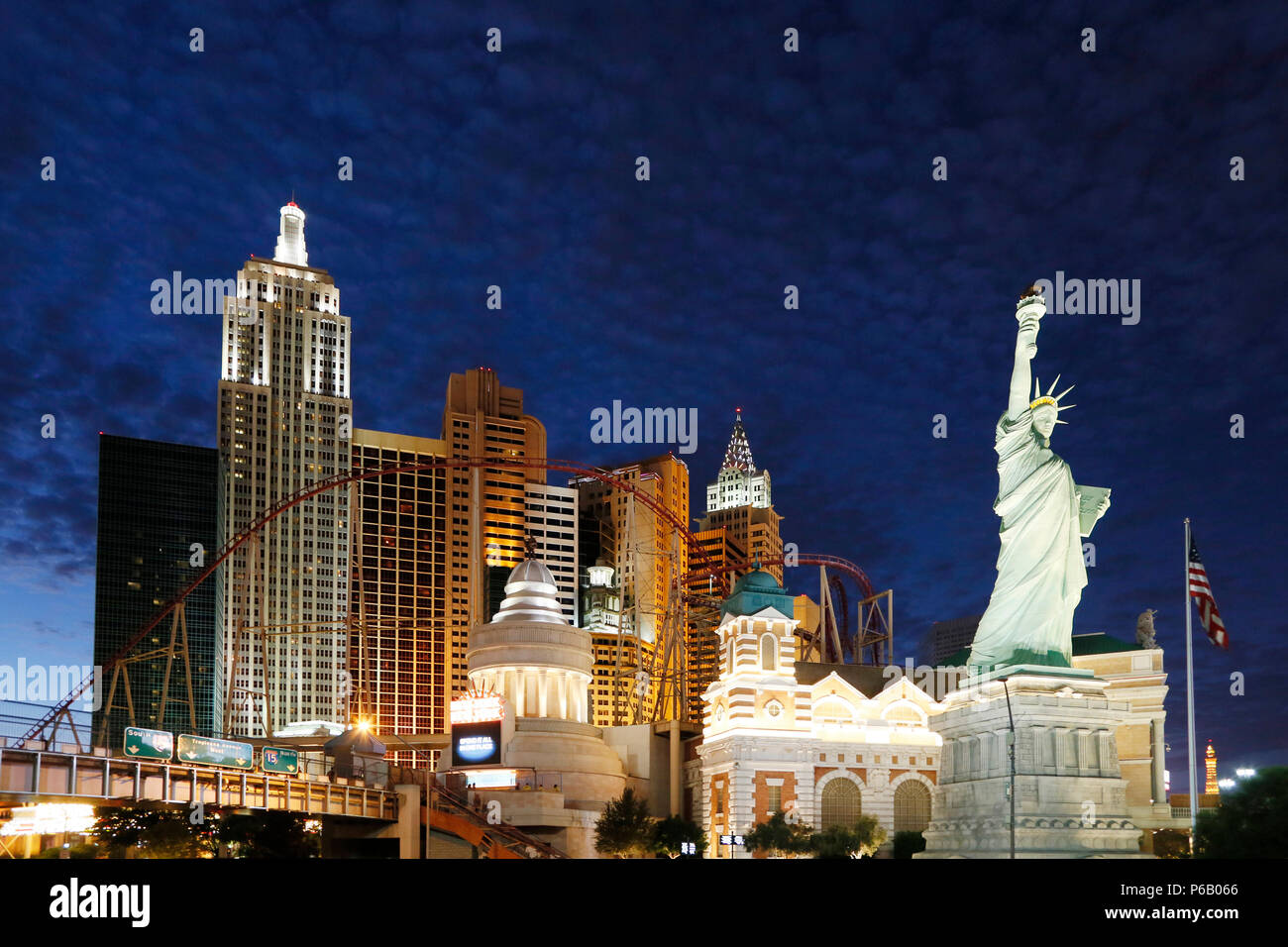 USA. Nevada. Las Vegas. Las Vegas Boulevard. Casino New York at night. Stock Photo