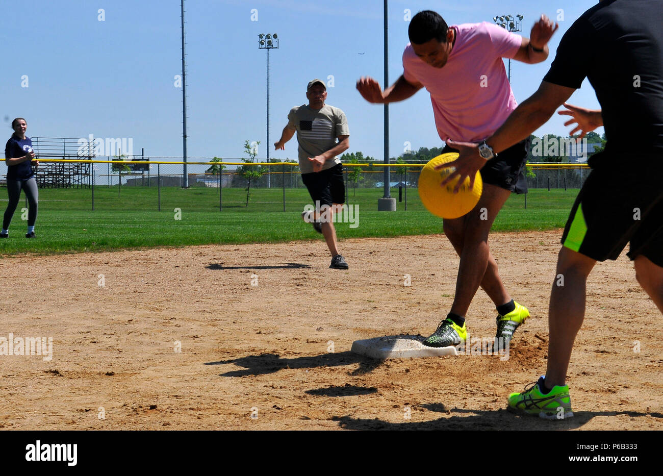 Teams compete in the kickball competition during Joint Base Anacostia