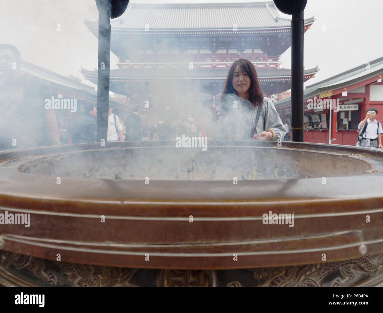 TOKYO, JAPAN SEPTEMBER 28, 2017 Gigantic bronze incense burner in