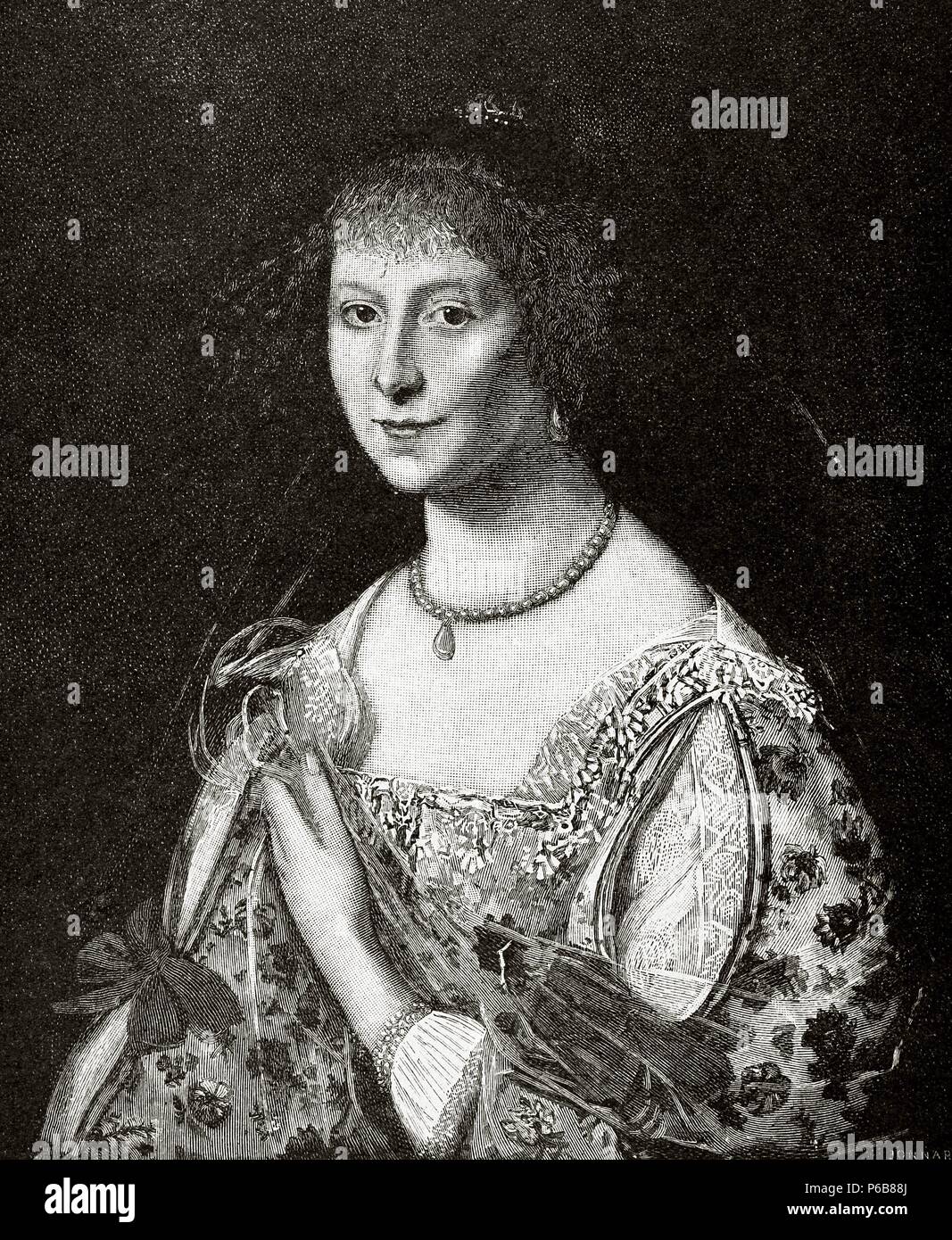 Lady Castlehaven. Engraving after a painting by Cornelis Janssens van