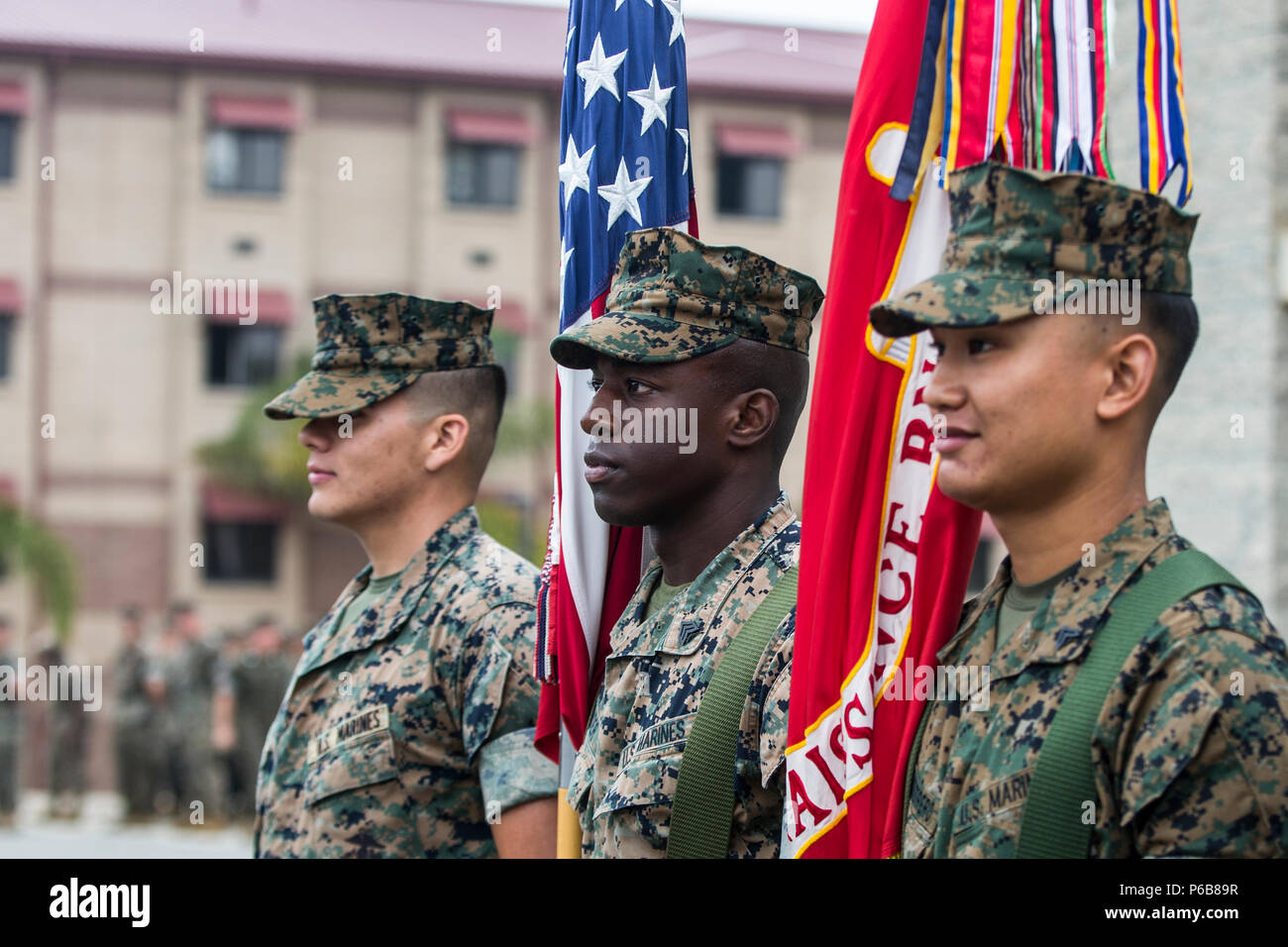 U.S. Marine Corps Lance Cpl. Gage Moore, left, Sgt. Tyrone Leader ...