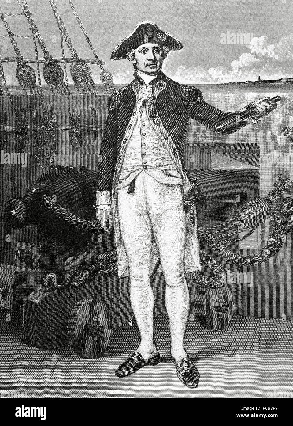 John Paul Jones (1747-1792). Scottish sailor. Engraving. 19th century. Stock Photo