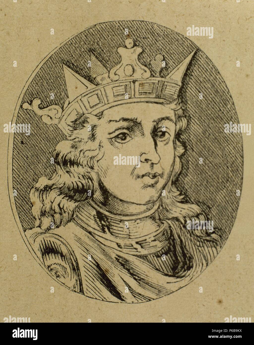Bermudo III of Leo n (1017-1037). King of Leon (1028-1037). Engraving. Stock Photo