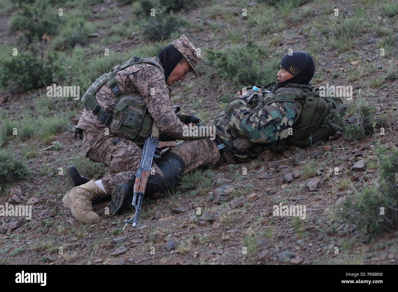 Mongolian Armed Forces Personnel Aid Casualties After A Simulated Firefight As Part Of A Training Exercise Affiliated With Khaan Quest 2018 At Five Hills Mongolian Armed Forces Personnel Aid Casualties After A Simulated Firefight As Part Of A Training Exercise Affiliated With Khaan Quest 2018 At Five Hills