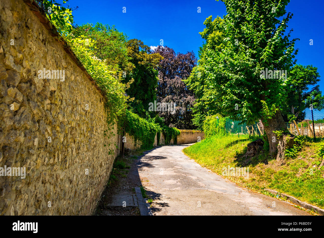 A road in the medieval town of Provins, France Stock Photo