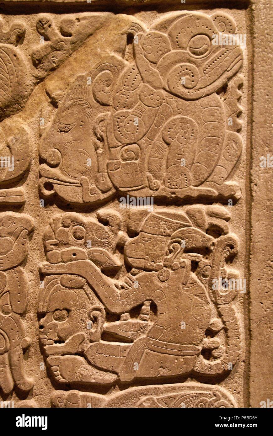 Relieve Maya. Cultura Maya.Original de Yaxchilán. Museo Nacional de antropologia. Estado de Mexico D.F. Mexico. Stock Photo