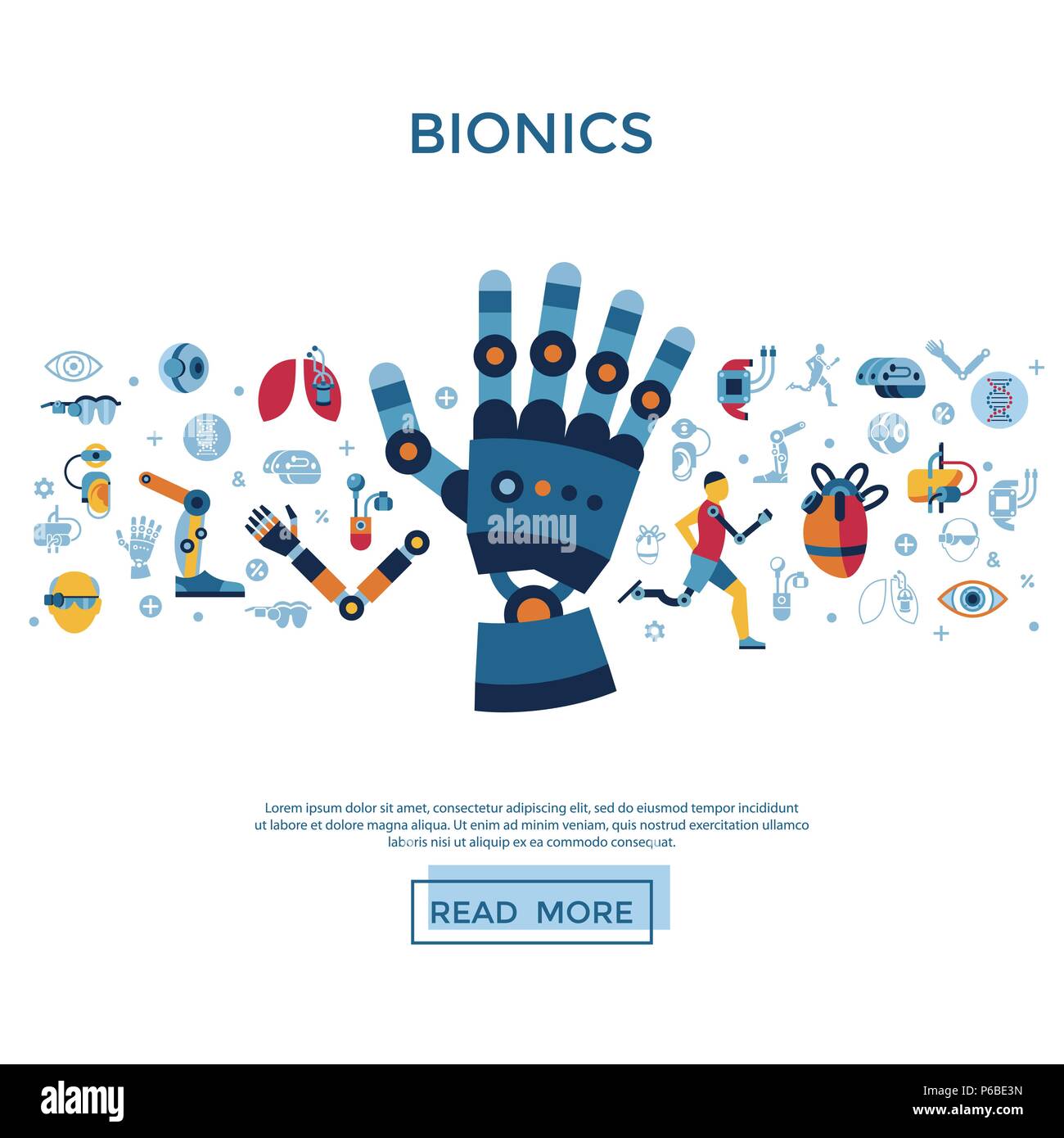Digital vector bionics and artificial intelligence icon set ...
