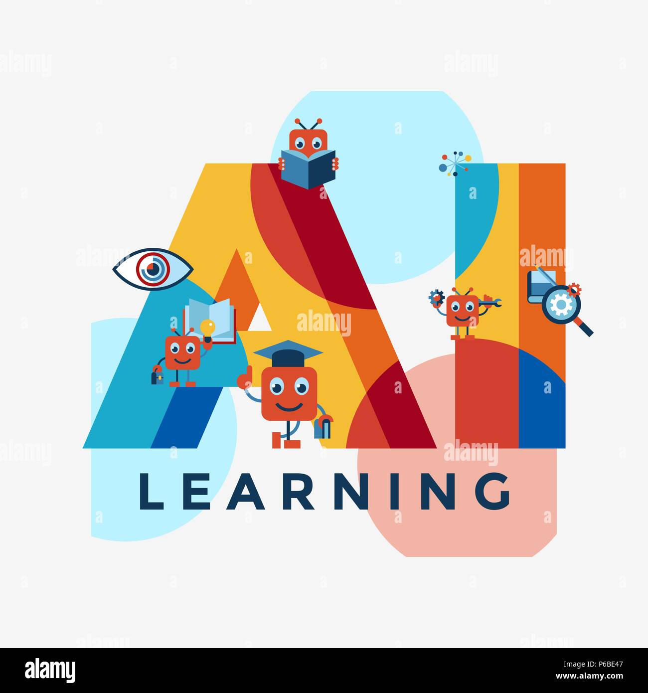 Digital vector artificial intelligence self learning icon set ...