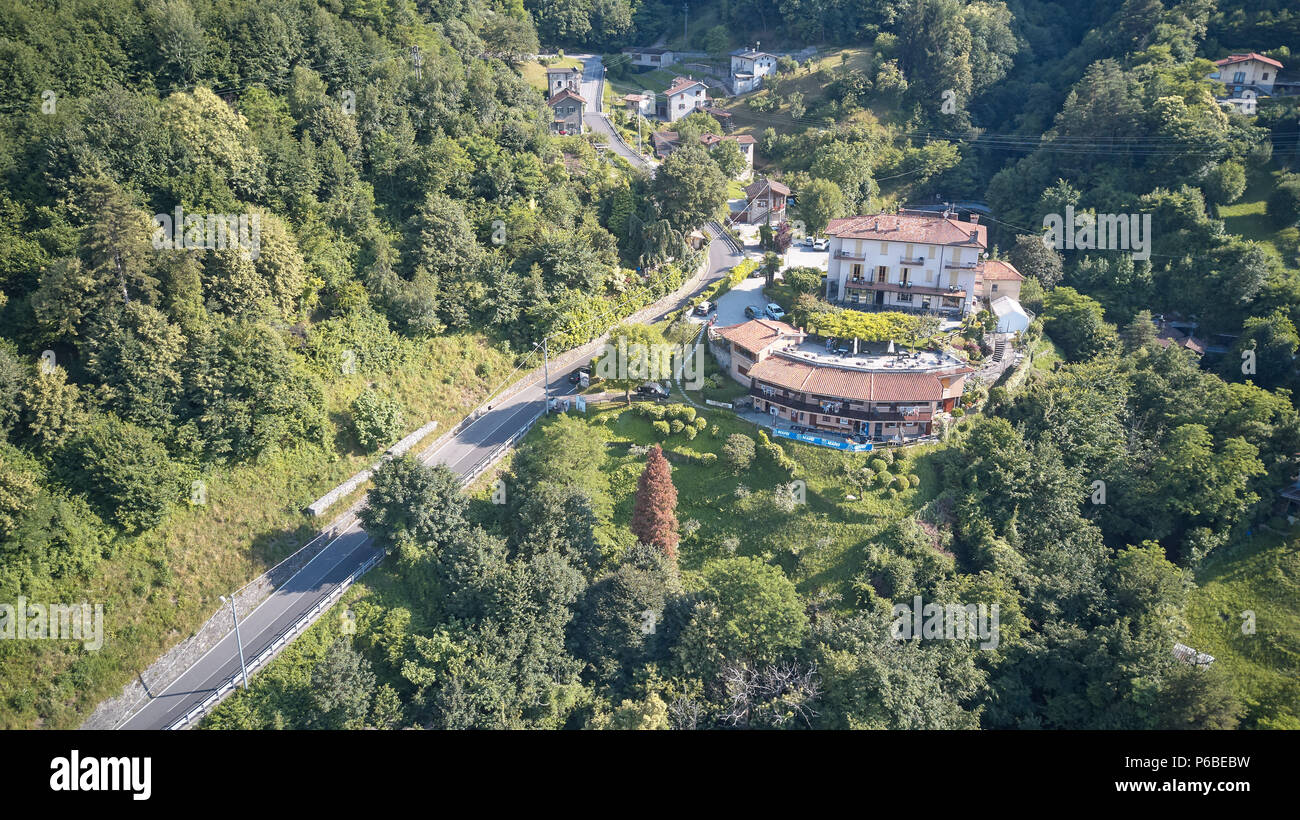 Hotel Il Perlo Panorama, Lake Como Stock Photo