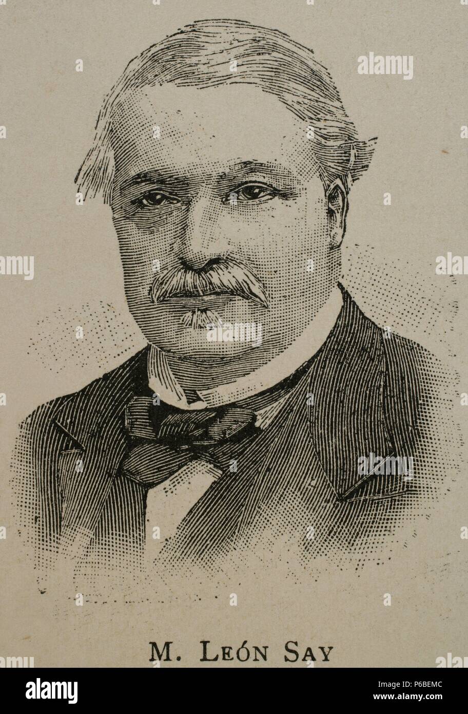 Jean-Baptiste Leon Say (1826-1896). French economist and statesman. Engraving in The Artistic Illustration, 1896. Stock Photo