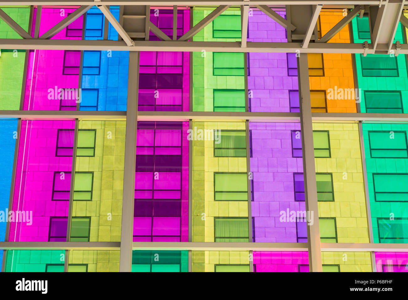 Montreal, Canada 14 Sept 2017 The colourful stained glass Palais des