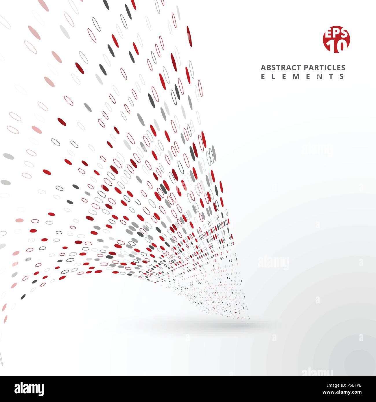 Abstract red and gray particles elements distort on white background. Vector illustration Stock Vector