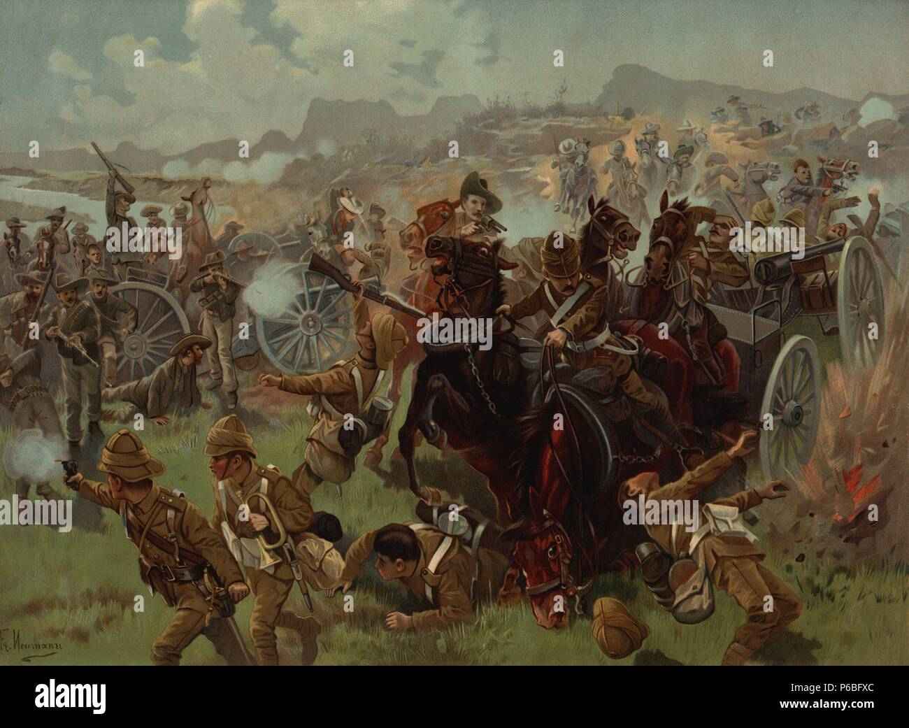Sudáfrica. Guerra anglo-boer. Batalla de Colenso entre tropas inglesas y boers, el 15 de diciembre de 1899. Stock Photo