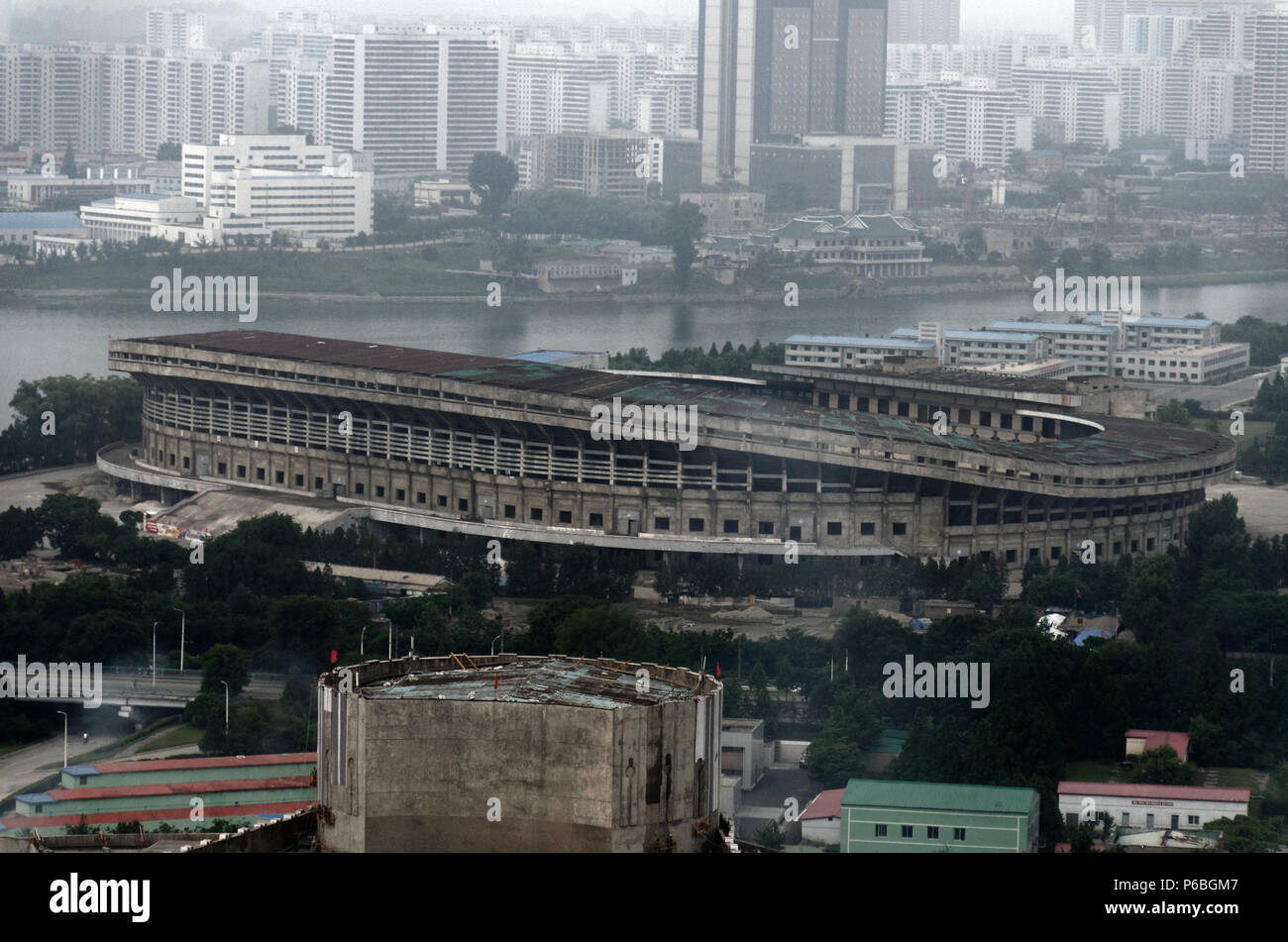 Old sports stadium in Pyongyang, North Korea, said to be awaiting refurbishment Stock Photo