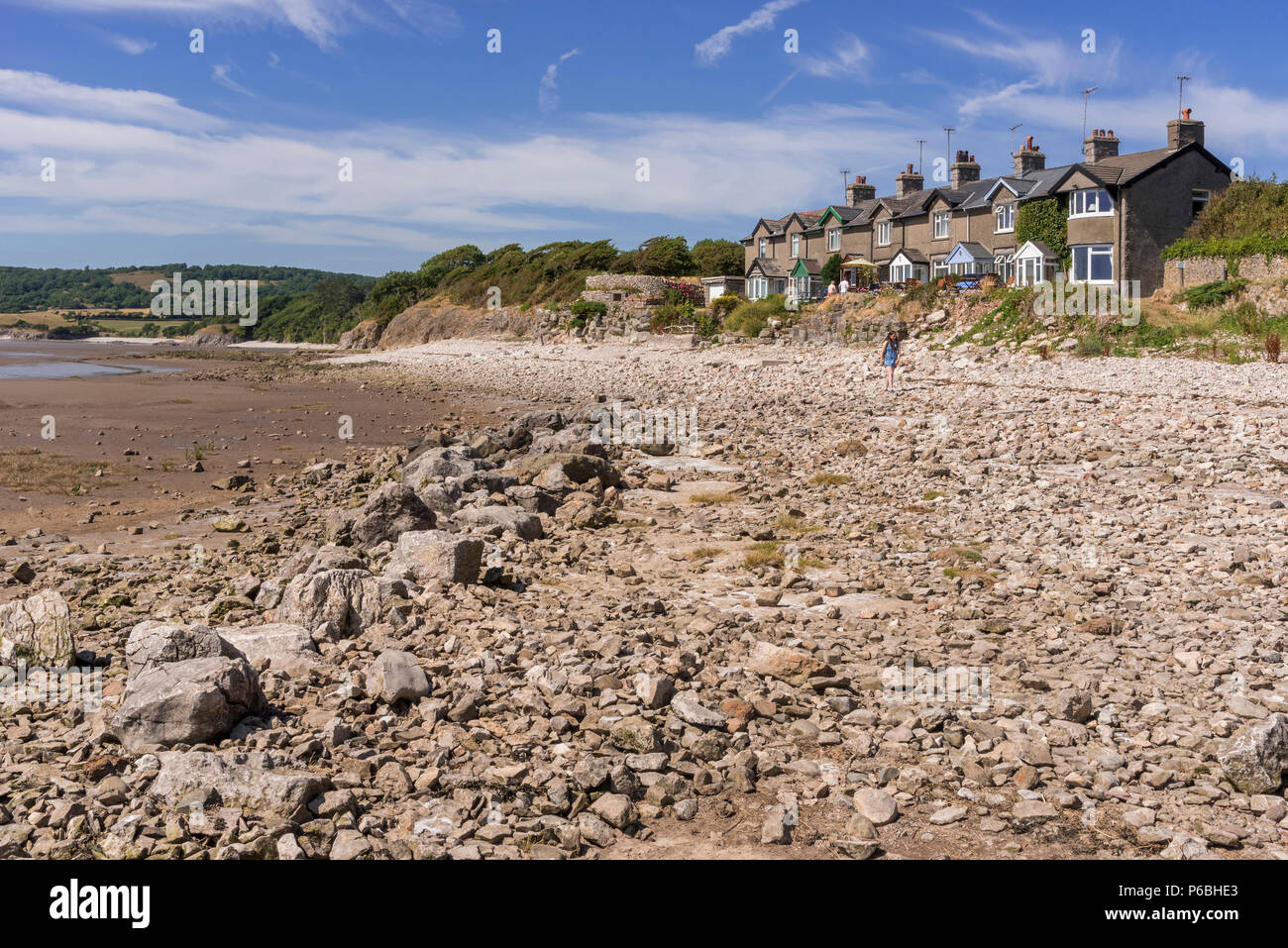 Cottages on Silverdale beach. Lancashire North West England. Stock Photo