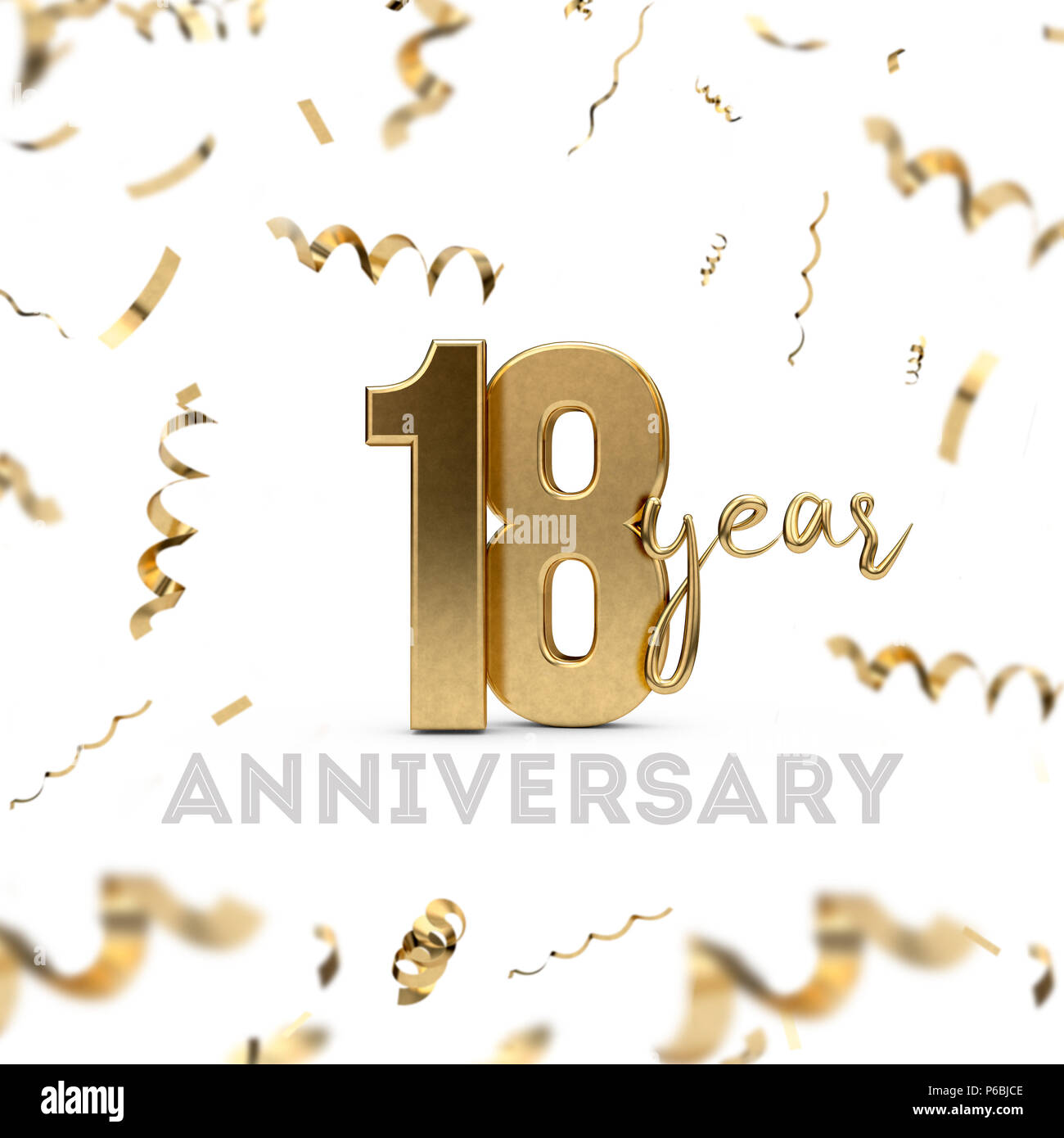 18 year anniversary celebration. Gold number with golden confetti Stock ...