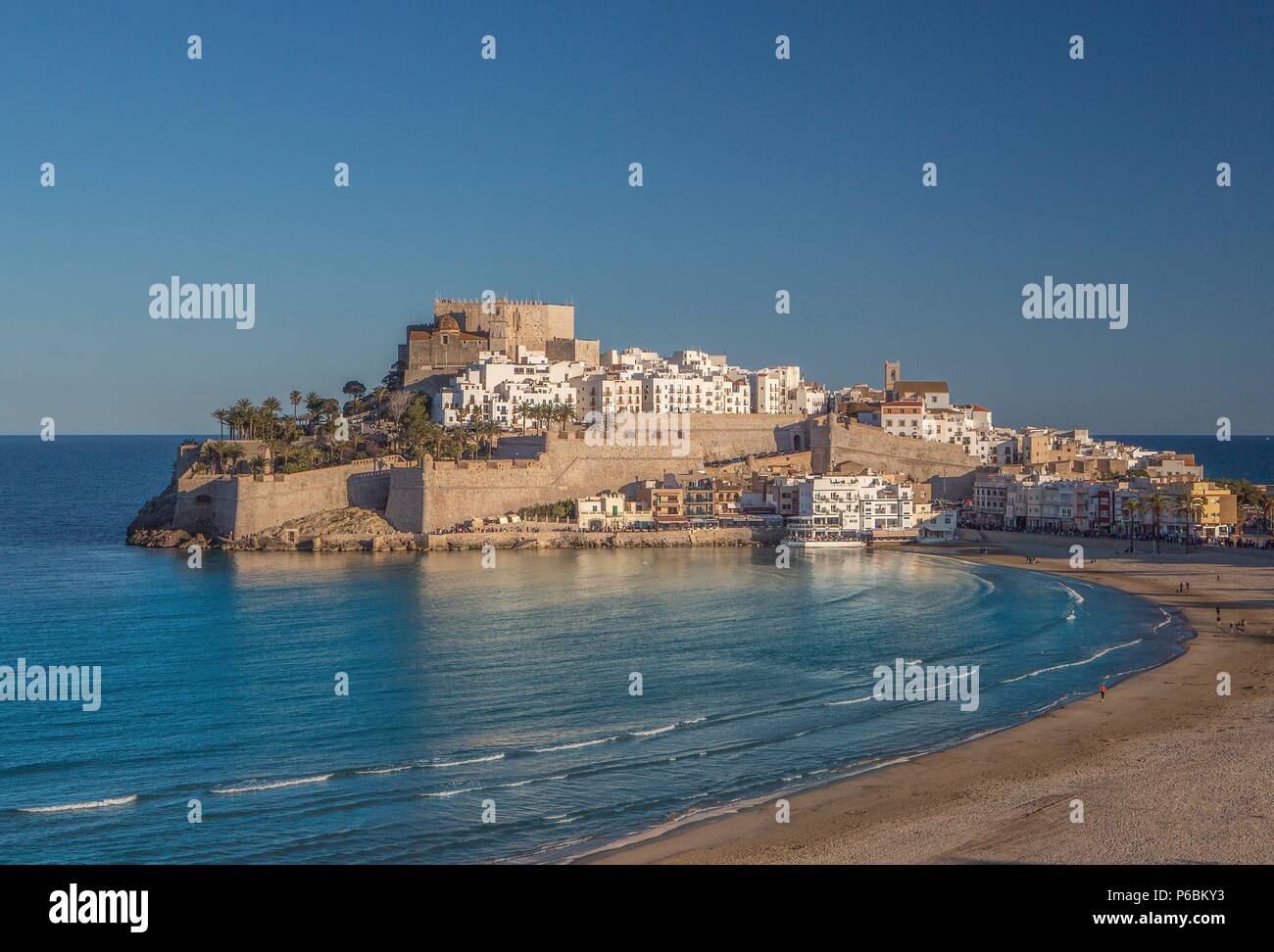 Spain, Valencia region, Castellon Province, Peñiscola City Stock Photo ...