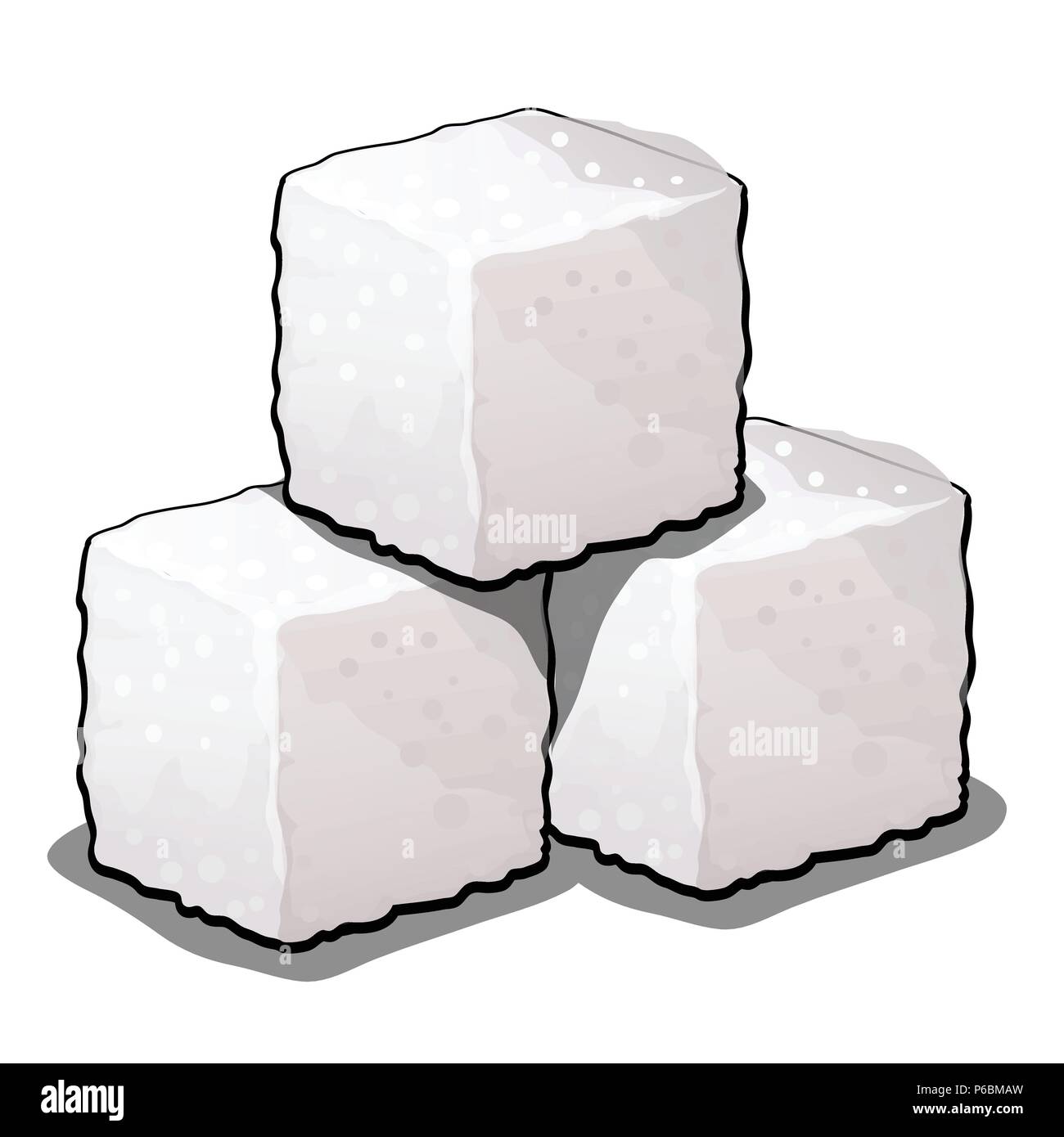 Pile of sugar cubes of refined sugar isolated on white background. Vector  cartoon close-up illustration Stock Vector Image & Art - Alamy
