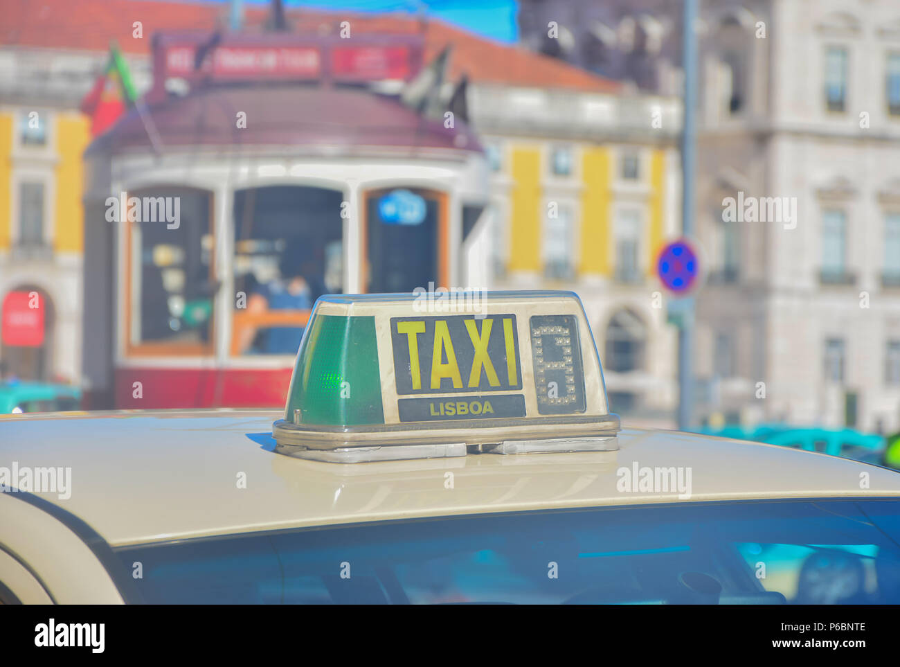 Taxi in Lisbon. Portugal. Stock Photo