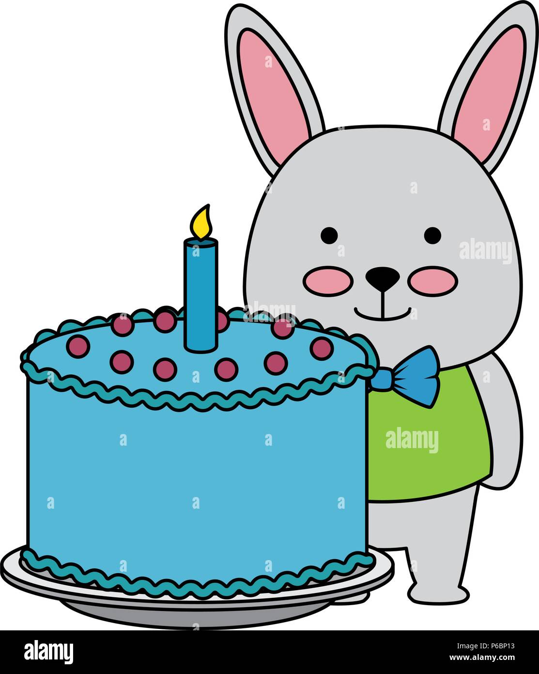 cute rabbit with sweet cake character icon vector illustration design ...