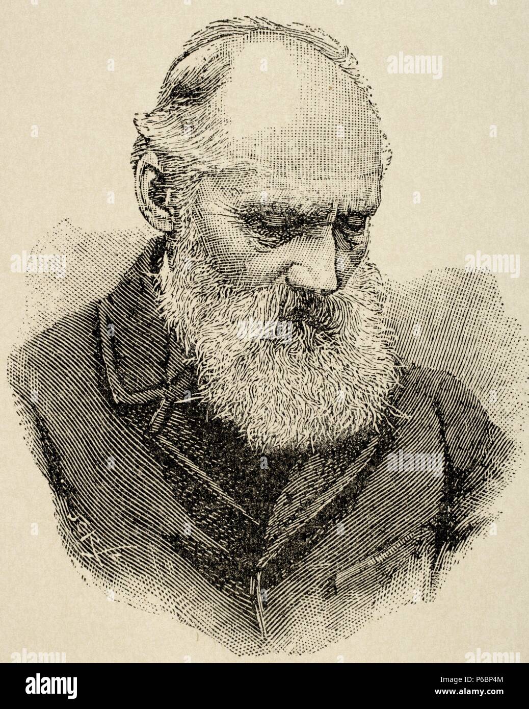 William Thomson, 1st Baron Kelvin (1824 -1907). British physicist and mathematician. Engraving. The Artistic illustration, 1896. Stock Photo