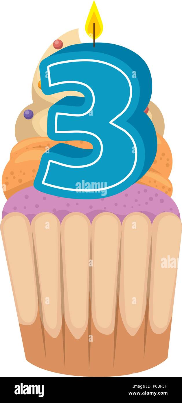 sweet cupcake with candle number three vector illustration design Stock  Vector Image \u0026 Art - Alamy, image size:629x1390