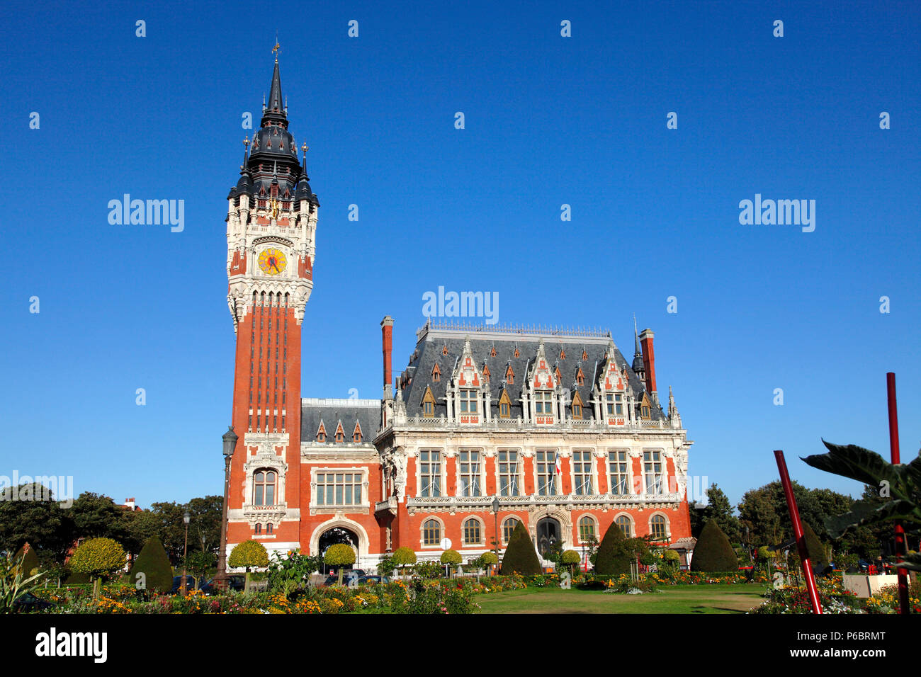 France, Hauts de France, Pas de Calais department (62), Calais, city hall and belfry (unesco world heritage) Stock Photo