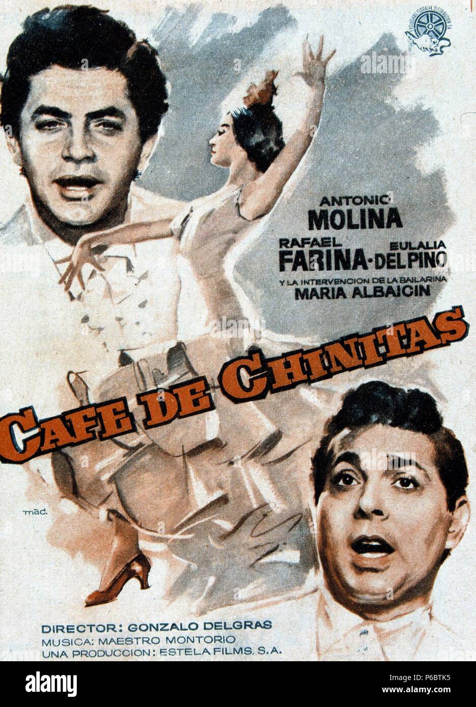 PELICULA : CAFE DE CHINITAS , 1960. DIRECTOR , GONZALO DELGRAS. ACTORES , ANTONIO MOLINA , RAFAEL FARINA. Stock Photo