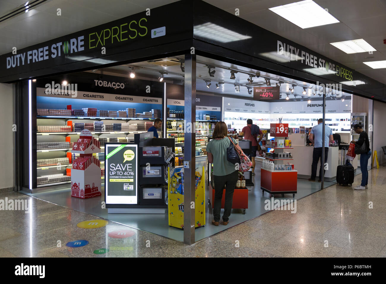 Duty free Store Express Store shop / shopping near the passenger departure  hall and gates / gate at Malta International Airport. Luqa, Malta. (91  Stock Photo - Alamy