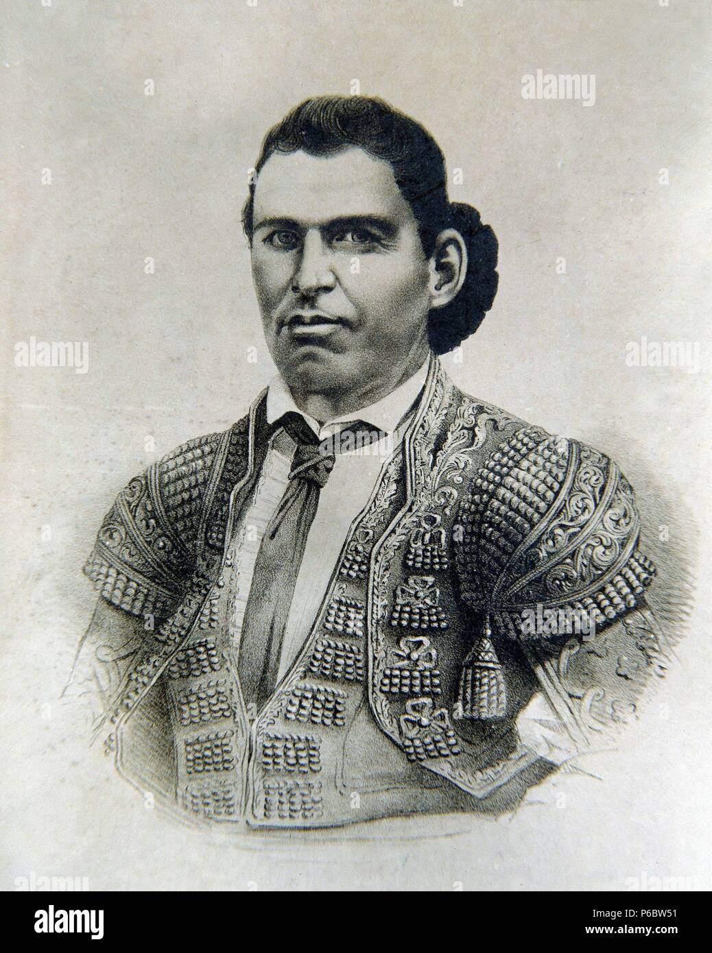 CHICLANERO , EL. JOSE REDONDO. MATADOR DE TOROS ESPAÑOL. CHICLANA 1819 - 1853. GRABADO RETRATO. Stock Photo