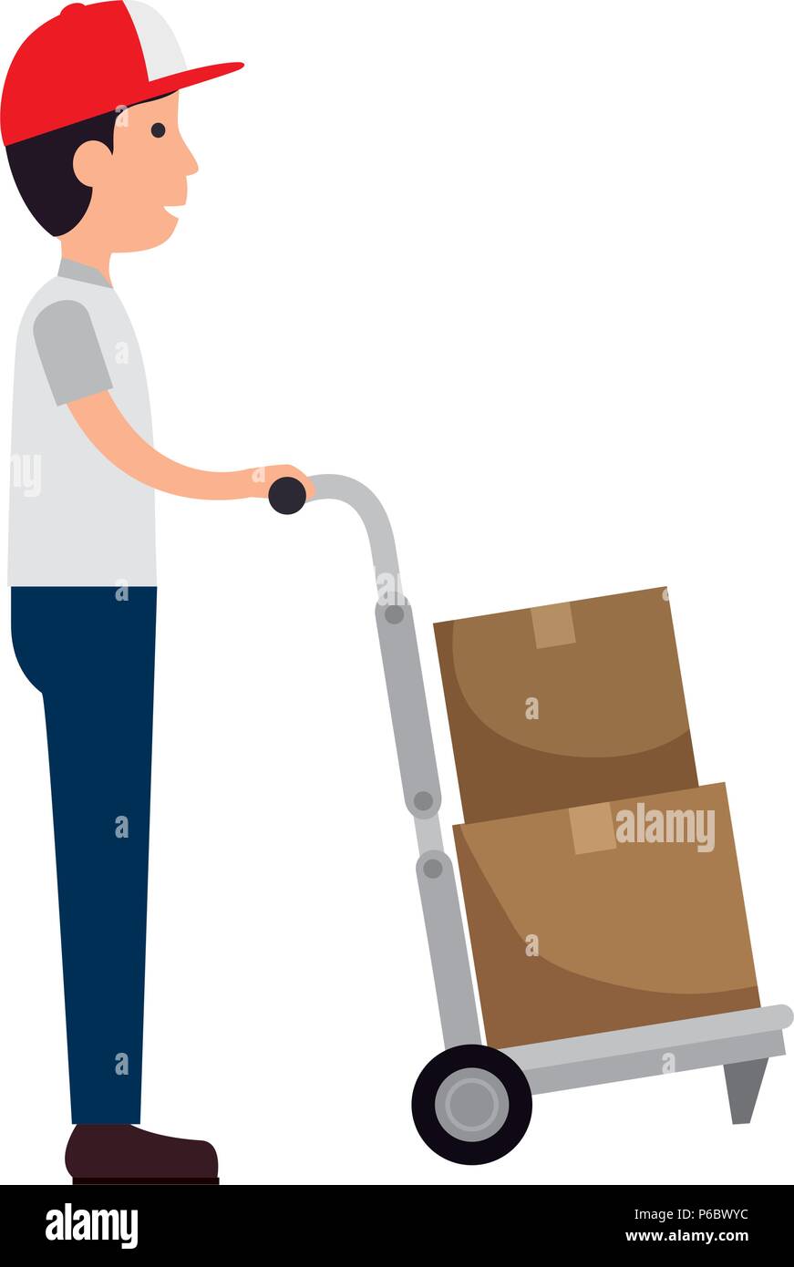 delivery worker with cart avatar character vector illustration design ...