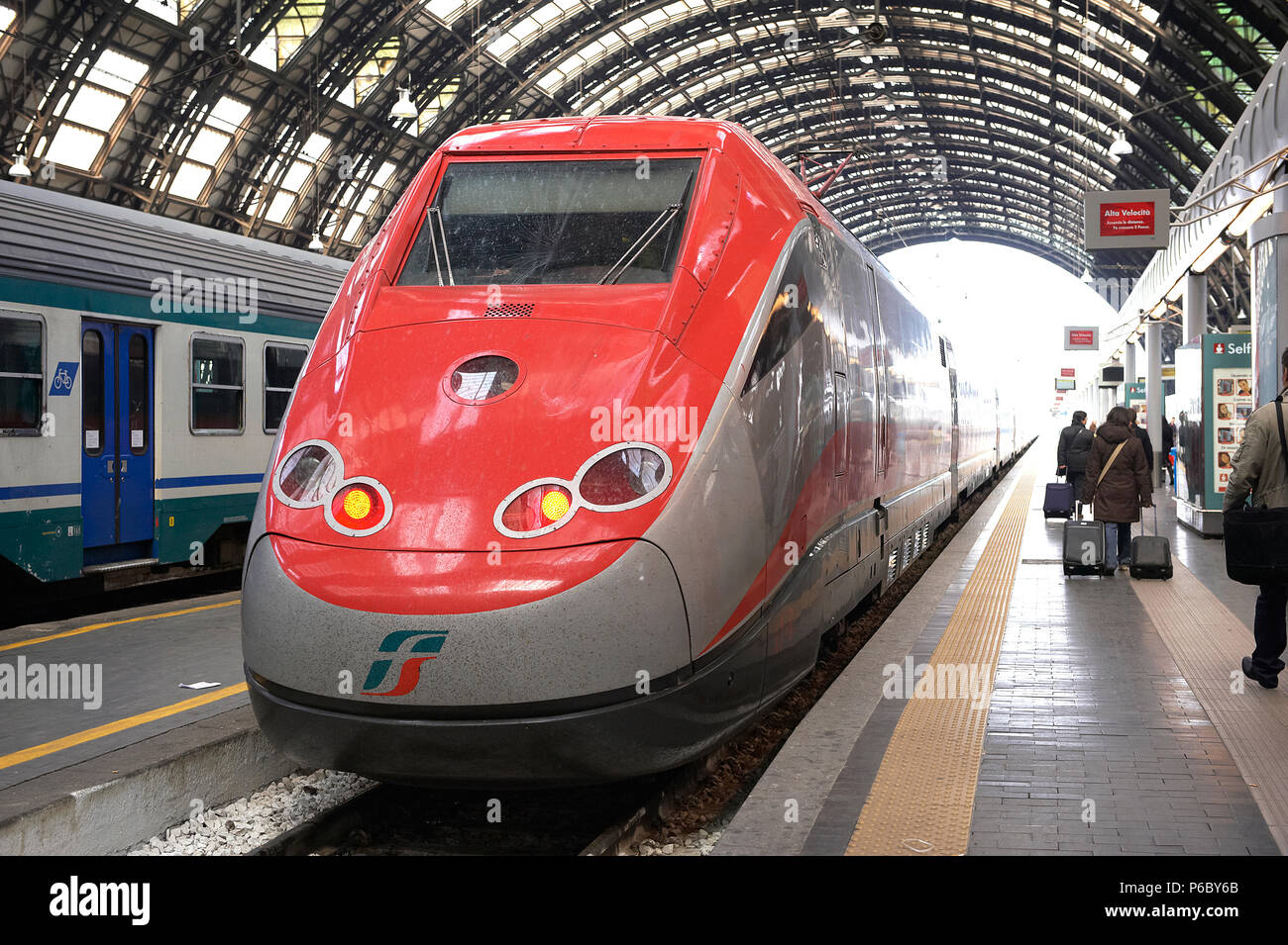 Station,an italian train for heigh speed,called "The Red Arrow Stock Photo Alamy