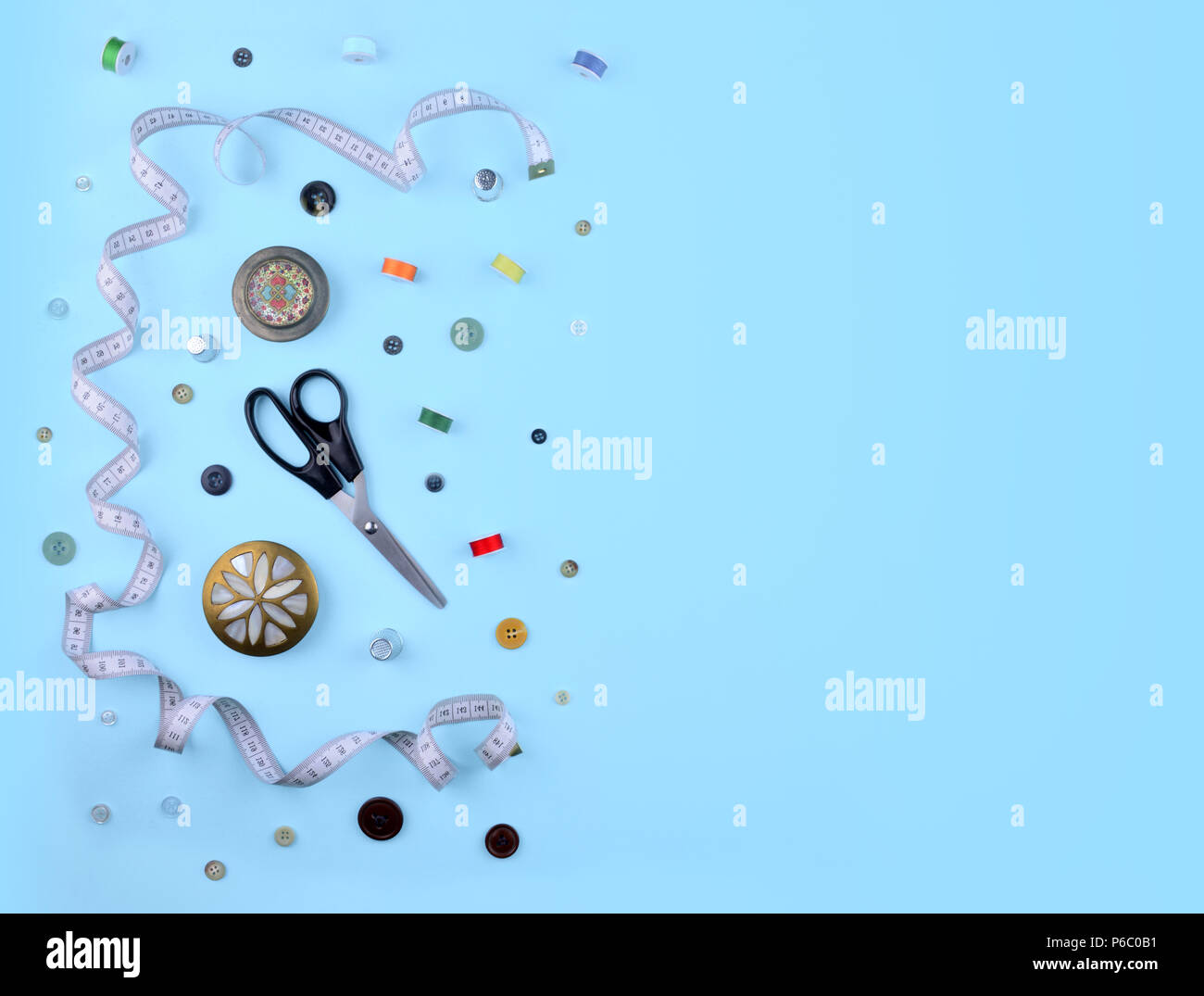 Background with sewing tools and accessories Stock Photo - Alamy