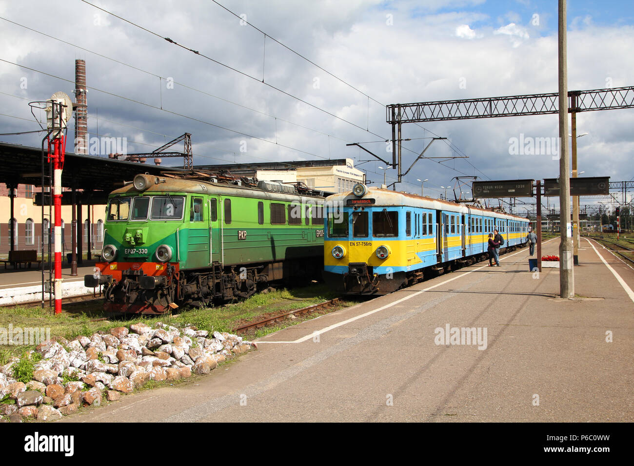 TORUN, POLAND - SEPTEMBER 6: Trains operated by PKP Przewozy Regionalne on September 6, 2010 in Torun, Poland. As of 2009, PKP group had 102,000 emplo Stock Photo