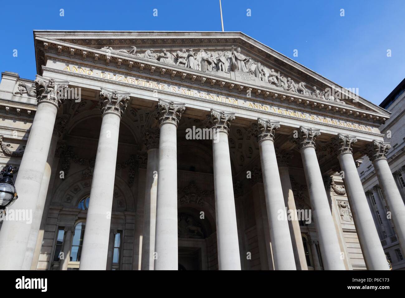 London, United Kingdom - Royal Exchange building at Bank junction Stock ...