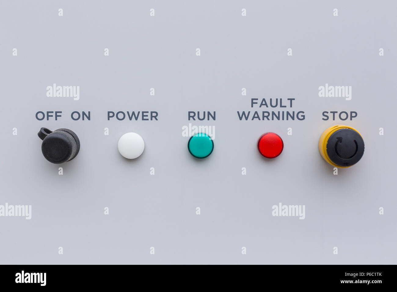 Simple control panel with indicator lights Stock Photo