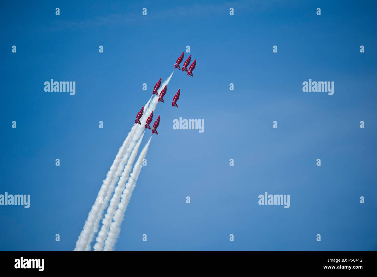 The Red Arrows in RAF 100th Anniversary livery, Weston Air Festival 2018 Stock Photo